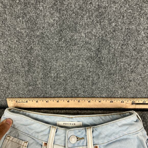 PacSun Mom Shorts Womens Size 24 Light Wash Patchwork Denim High Rise Cuffed - Picture 2 of 10